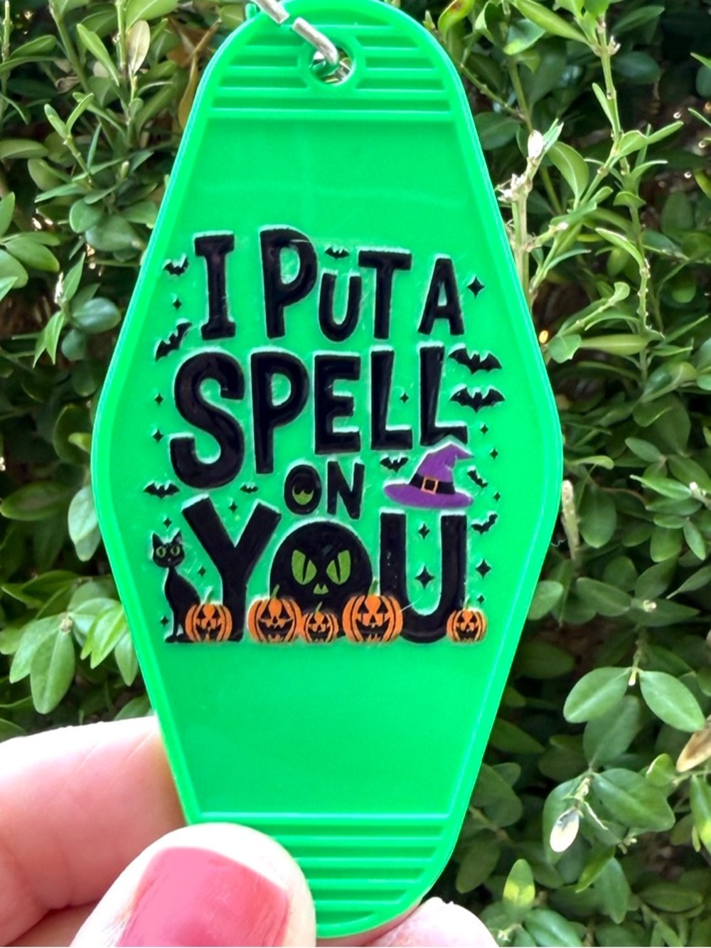 Vintage style motel key 3.5 inch keychain Halloween-themed gift idea